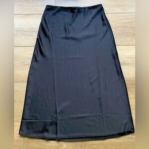 Mango Midi Satin Skirt M black
